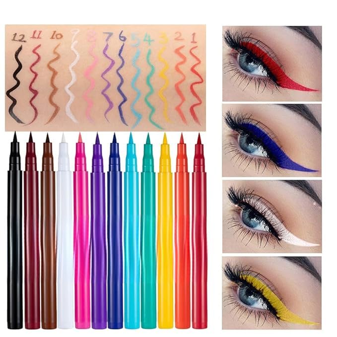 Liquid Vegan Eyeliner, Colorful Neon Eyeliner Pencil, long-lasting, waterproof, smudge proof, sharp tip, quick dry, easy cleansing Makeup Gift for Women (yellow#3)