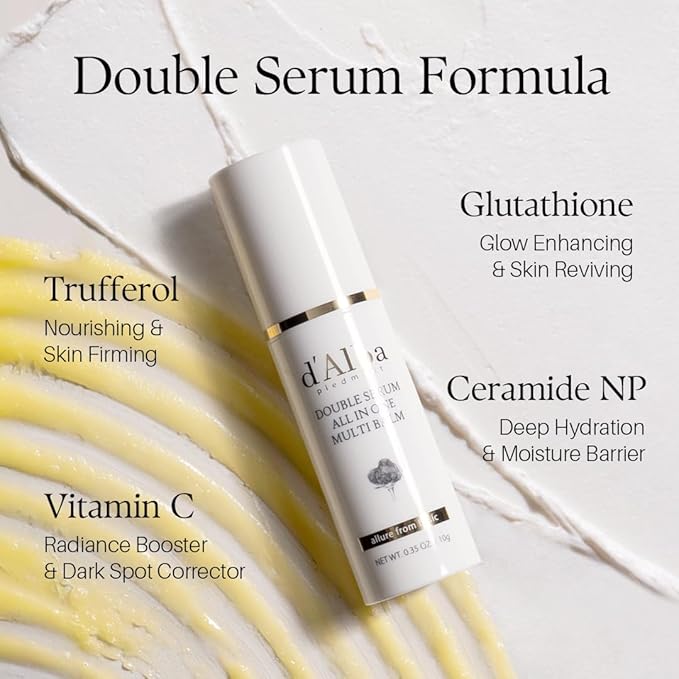 d'alba Piedmont White Truffle Double Serum All-in-one Multi Balm, Stick Balm, Vegan Skincare with Vitamin C and Vegan Collagen, 3-in-1 Anti Wrinkle, Eye Treatment, Dark Spot Remover (Pack of 2)