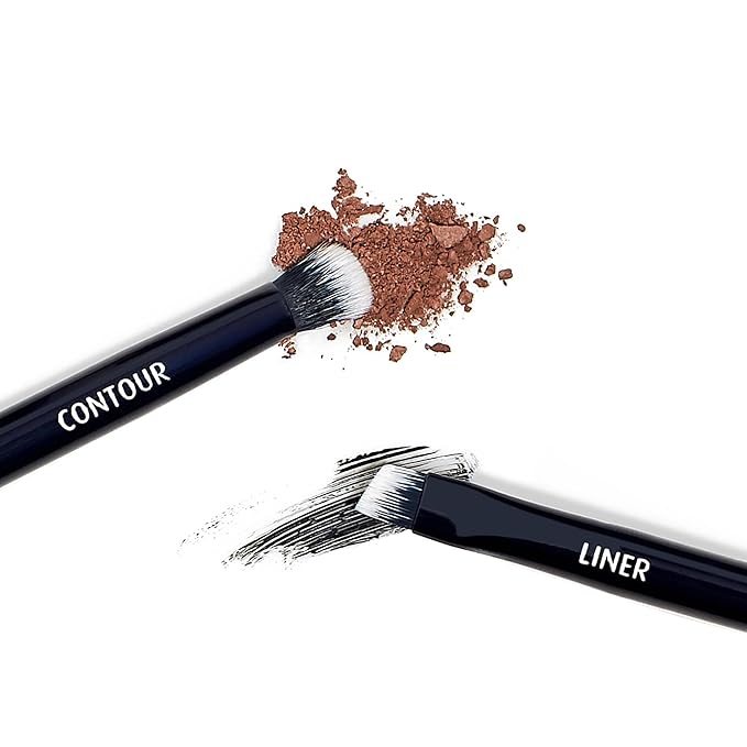 Lune+Aster Eye Definer Duo Brush | Dual-Ended Eye Makeup Brush To Apply Eyeliner, Blend Eyeshadow. Made with Alumium Handle, Vegan Bristles.