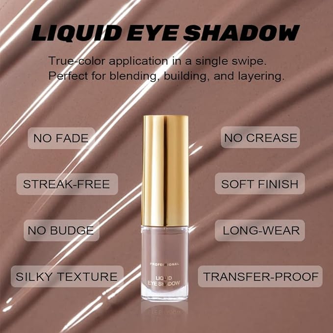 Apricot Matte Liquid Metallic Eyeshadow, Longwear Eye Shadow Makeup For Older Women, Buildable Highly Matte Eye Shadow Cream in Finishes, Vegan & Cruelty-Free, (05#Apricot)