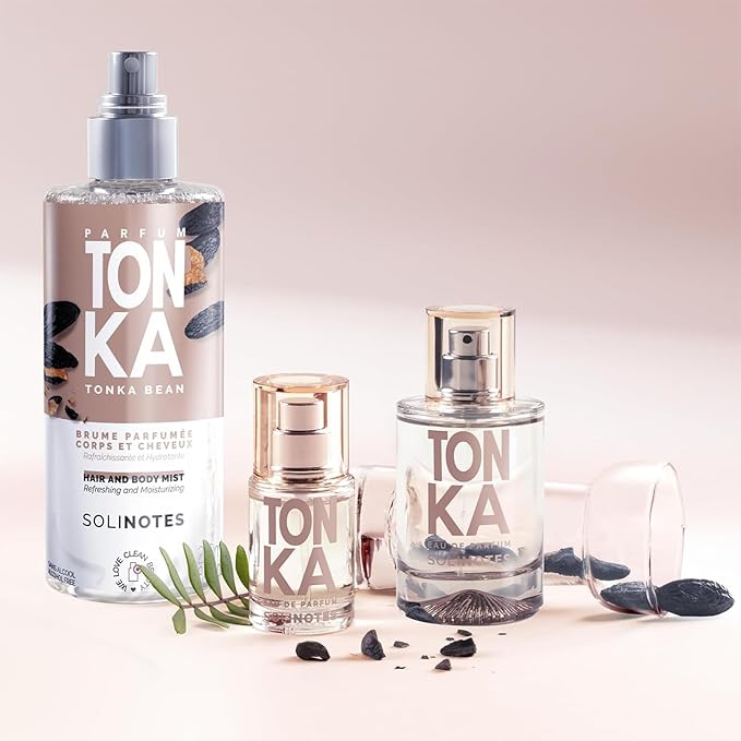 Solinotes Tonka Body Mist – Alcohol-Free, Long-Lasting Fragrance Spray with Mandarin Blossom & Tonka Bean – Clean, Cruelty-Free, Vegan Perfume Mist for Women – Hair & Body Spray (8.45 Fl Oz)