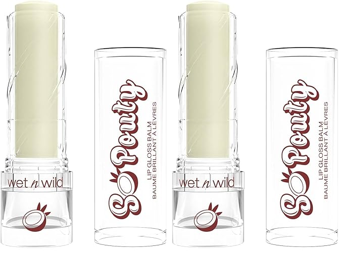 wet n wild Perfect Pout So Pouty Shine Tinted Lip Balm Coconut Flavored, Hyaluronic Acid, Vegan Collagen, Moisturizing For Dry Lip Care, Clear (Pack of 2)