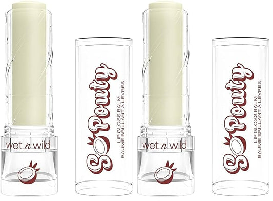 wet n wild Perfect Pout So Pouty Shine Tinted Lip Balm Coconut Flavored, Hyaluronic Acid, Vegan Collagen, Moisturizing For Dry Lip Care, Clear (Pack of 2)