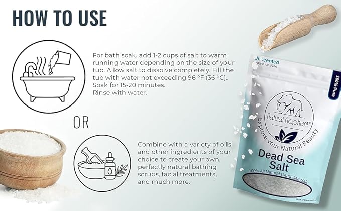 Natural Elephant Dead Sea Lavender Bath Salt Bathing and Foot Soak for Relaxing and Nourishing- 100% Pure with Organic Lavender Essential Oil - Medium Coarse Grain (5 lb (80 oz) Bag)