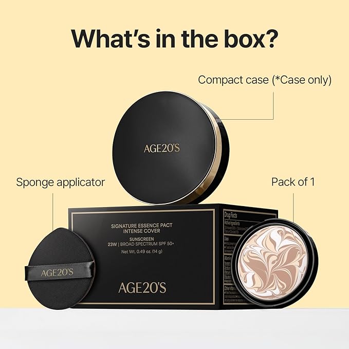 [Vegan] AGE20'S Signature Essence Pact | Pack of 1 | 29W CARAMEL | Korean Cushion Foundation | Cream Foundation, Dewy & Glow Finish, Natural Coverage, SPF 50+