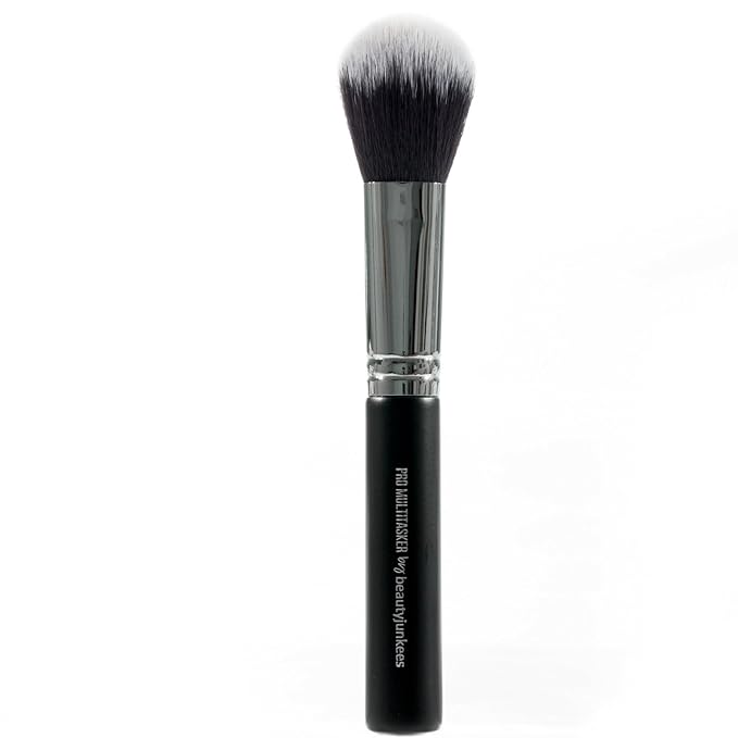 Powder Blush Bronzer Makeup Brush – Large Fluffy Domed Multitasker Make Up Brushes, Cheek Blusher, Contour, Blending, Setting Loose, Compact, Translucent, Minerals, Soft Synthetic Vegan Cruelty Free