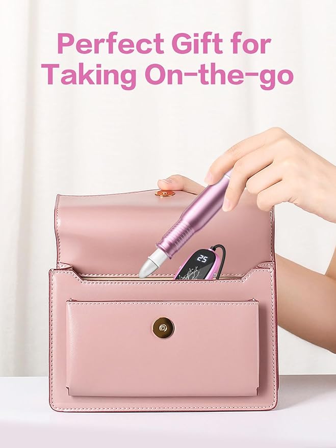 Subay Professional Manicure Pedicure Kit, Electric Nail Drill Set with LED Display, 25000RPM, 11-Piece Attachments Plus 20 Sanding Bands, Nail Grinder Tool for Women Men Baby Pets, with Dust Brush