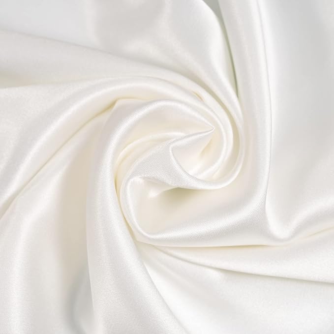 Vegan Silk Sleep Set, Vegan Silk Pillowcase with Large Scrunchie and Eye Mask for Hair and Skin, Self Care Essential Satin Night Routine Kit (Cream Color)
