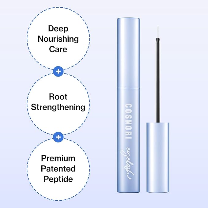 COSNORI Intensive Eyelash Serum - Korean Eyelash Root Care Serum for Healthier and Stronger Lashes - High Purity Protein, Plant-Based Collagen - Hypoallergenic Formula, Non-Irritating, 0.2 fl.oz