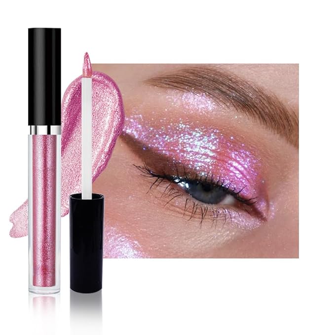 SUAKE Liquid Sparkling Glitter Eyeshadow Stick Pack - High Pigment Shimmer Metallic Eye Shadow, Long-Lasting, White Blue Black Gold Purple Bold Colors,Quicking-Dry (6#-Cherry, Pack of 1)