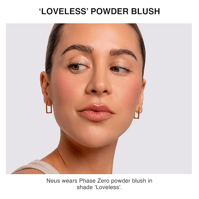 Phase Zero Makeup Powder Blusher | "Loveless" - 5g / 0.18 oz. | Full Coverage, Natural Blush - Soft, Buildable Pink, Coral, Peach & Golden Hues | Matte & Shimmering Shades Gives Cheeks a Radiant Glow