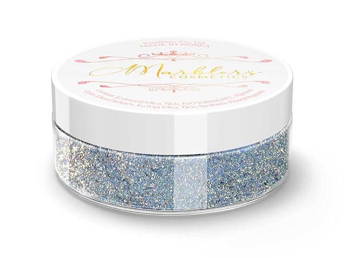 MARBLERS Chunky Natural Mica Powder [Magic Lake Pearl] 0.11oz (3g) | Highly Pigmented | Non-Toxic, Vegan, Cruelty-Free | Eyeshadow, Body Butter, Nail Polish, Nail Art | Party, Body, Face Makeup