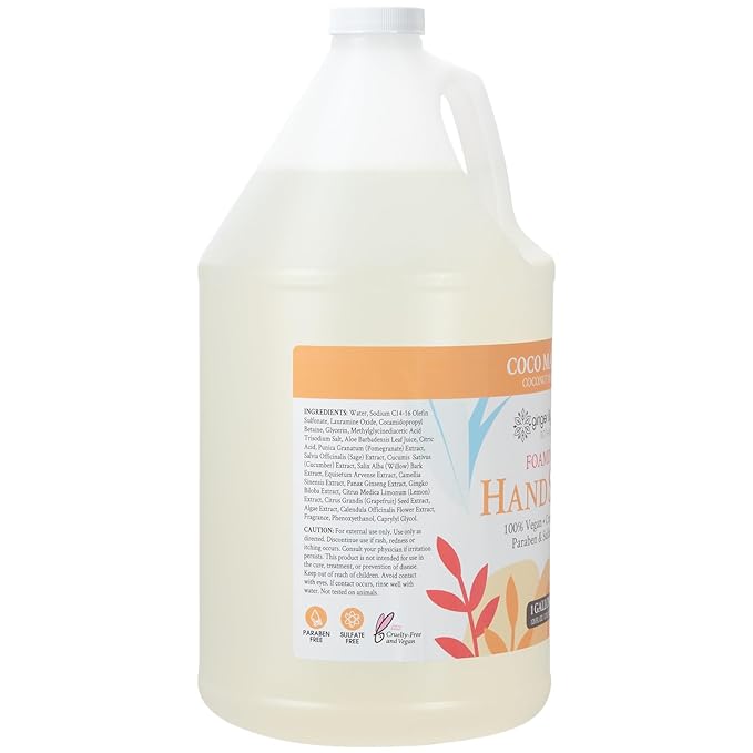 Ginger Lily Farms Botanicals All-Purpose Foaming Hand Soap Refill, Coco Mango, 100% Vegan & Cruelty-Free, Coconut Mango Scent, 1 Gallon (Pack of 4)