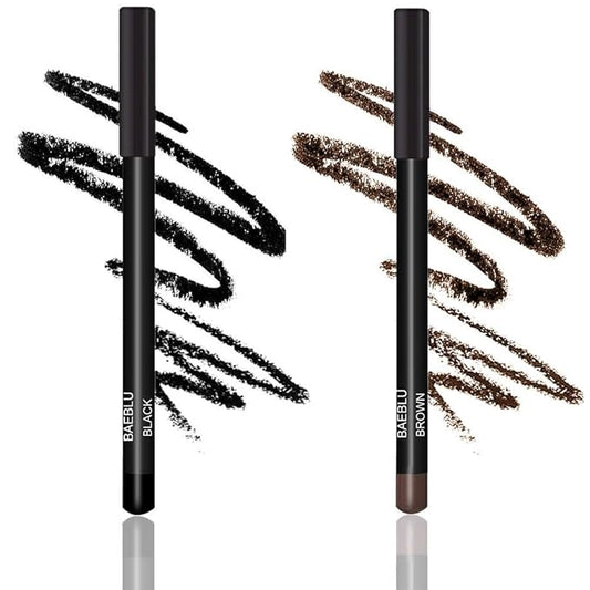 Natural Eyeliner Pencil, Black & Brown (Pack of 2) - Hypoallergenic, Water & Smudge Proof Eyeliner for sharp Lines & Defined Eyes - Lasting & Cruelty-Free with Jojoba, Castor Oil for Sensitive Eyes