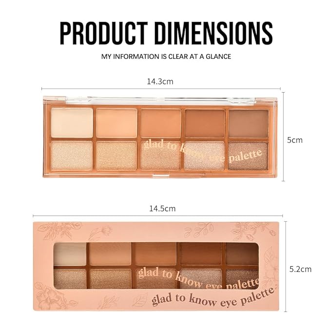 Neutral Nude Brown Eyeshadow Palette – 10 Matte & Shimmer Eye Shadows, High Pigment, Waterproof & Blendable. Long-Lasting Neutral Eye Makeup for Daily Natural Looks, Beginners & Mature Women.