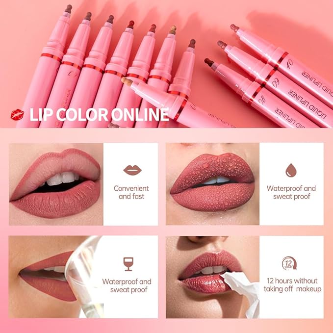Deep Plum Lip Liner Stain – 24H Longwear Waterproof Matte Lip Contour Pen, Transfer-Proof Precision Marker for Defining & Outlining Lips All Day Stay Lip Lip Liner Marker 07#