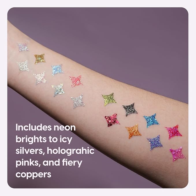 KARA BEAUTY ELECTRIC DISCO Glitter Eyeshadow Palette – 30 Color Pressed Glitter Makeup Palette for Face, Body & Eyes No Glue Needed Chunky & Fine Glitter for Rave, Festival Makeup Mermaid Vibes & More