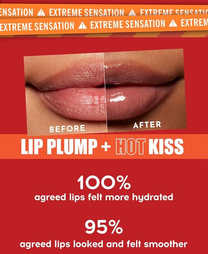 High Pigment Plumping Lip Gloss with Spicy Ginger, Vegan Lip Makeup, Hydrating Plumping Booster Moisturizing Volumizing Lip Gloss