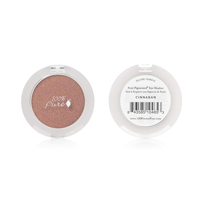 100% PURE Pressed Powder Eye Shadow (Fruit Pigmented), Cinnaban, Shimmer Eyeshadow, Buildable Pigment, Easy to Apply, Natural Makeup (Light Shimmery Copper w/Pink Undertones) - 0.07 oz