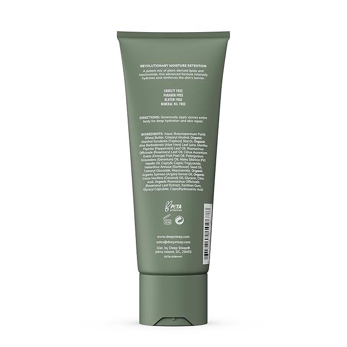 Deep Steep Body Lotion, Rosemary Mint, 8 oz – Moisturizer with Coconut Oil, Shea Butter, Argan Oil, Aloe Vera & Niacinamide – Vegan, Clean Beauty, Daily Skin Hydration