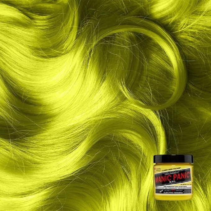 MANIC PANIC Classic Electric Banana Semi Permanent Hair Color - Bright Neon Yellow Hair Dye for Women & Men That Lasts 4-6 Weeks - Vegan, Ammonia & Cruelty-Free - Create & Mix Custom Shades (4oz/2pk)