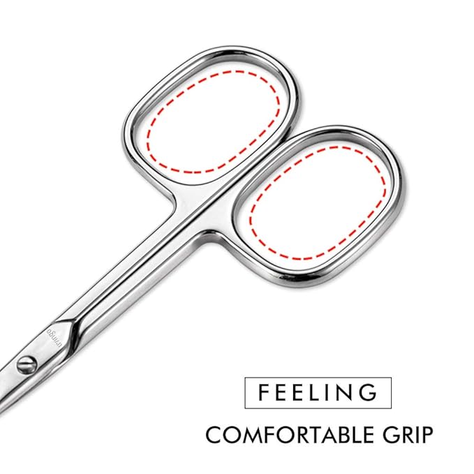 LIVINGO Premium Manicure Nail Scissors, Multi-purpose Stainless Steel Cuticle Beauty Grooming Kit for Eyebrow, Eyelash, Dry Skin Curved Blade 3.5 inch