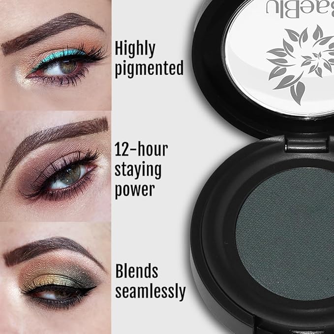 BaeBlu Hypoallergenic Eyeshadow Organic 100% Natural Finely Pressed Velvety Smooth Powder, Made in USA, Green Nebula
