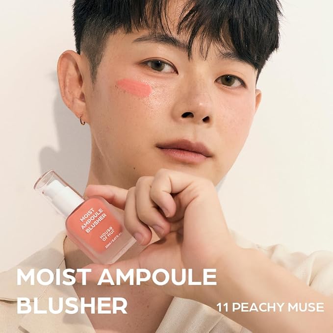 House of Hur Moist Ampoule Blusher with 50% Moisture Essence | Hydrating & Long-Lasting Blush | 0.68fl.oz (9 Shades) (Peachy Muse)