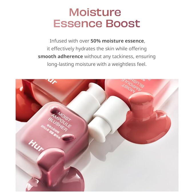 House of Hur Moist Ampoule Blusher, Buildable Water-based Formula, Infused with over 50% moisture essence, no tackiness, long-lasting moisture, weightless feel (02 Deep Plum, 20ml)