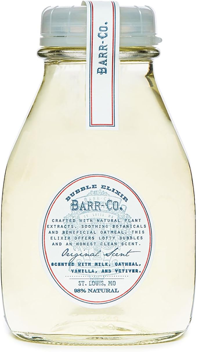 Barr-Co. Original Scent Bubble Bath Elixir, Vanilla Coconut Bath Soap with Oatmeal and Vetiver, Relaxing Bath Products for Women & Men, Natural Bath Soak, 16 fl oz