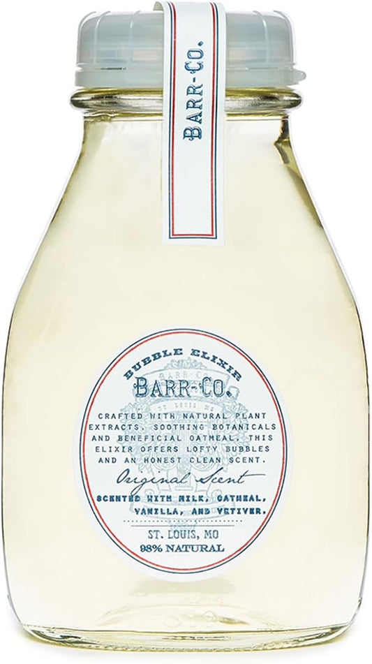 Barr-Co. Original Scent Bubble Bath Elixir, Vanilla Coconut Bath Soap with Oatmeal and Vetiver, Relaxing Bath Products for Women & Men, Natural Bath Soak, 16 fl oz