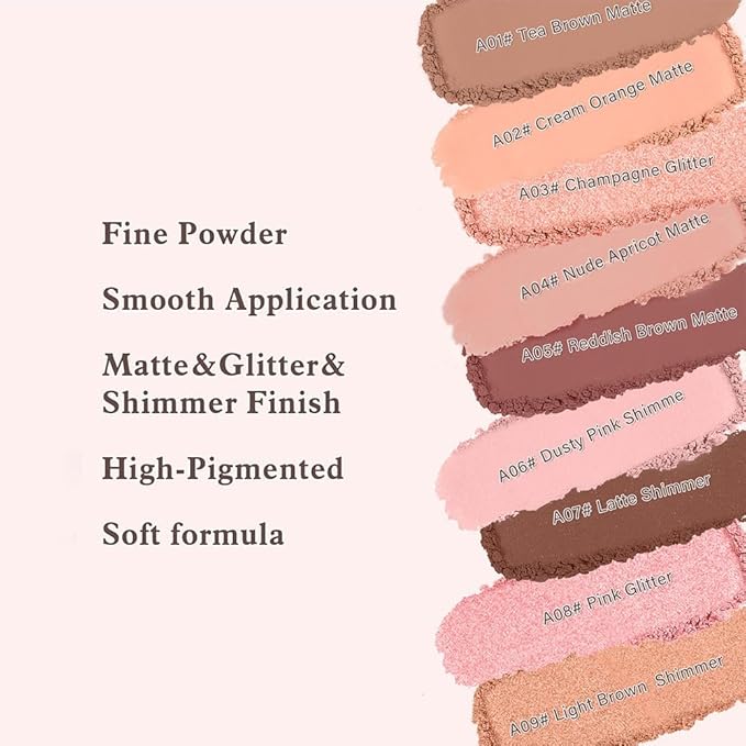 Brown Matte Single Eyeshadow Makeup Powder Palette，High Pigment Blendable Formula Eye Make-up for Women，Neutral Eye Shadow，sombras para ojos，Longwear Waterproof，Vegan & Cruelty-Free，Eyeshadow Gift