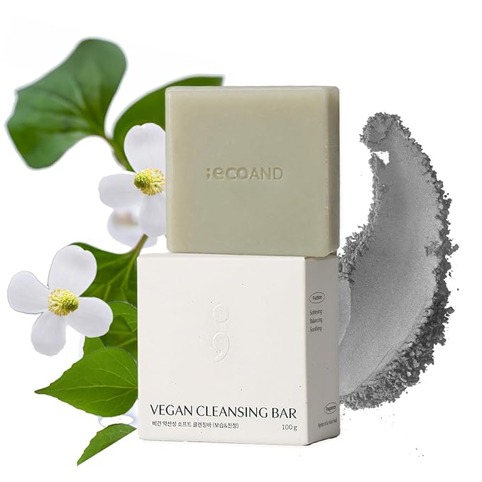 Korean Vegan pH Balanced Cleansing Bar with Houttuynia Cordata Extract Deep Cleansing Natural Herbal Soap for Sensitive Face & Body, Gentle Low pH Moisturizing Bar, Cruelty Free K-Beauty, 3.5oz