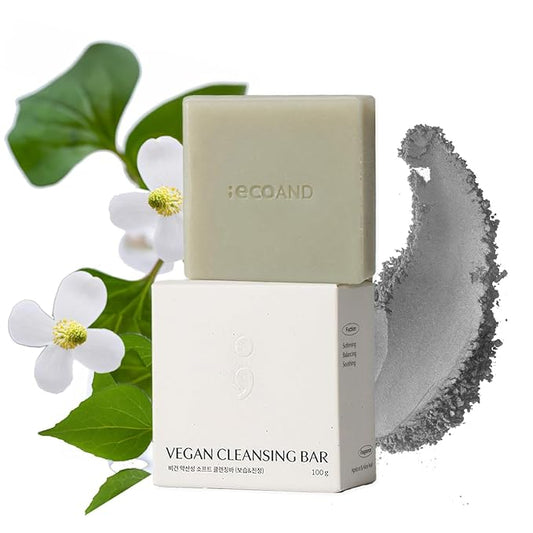 Korean Vegan pH Balanced Cleansing Bar with Houttuynia Cordata Extract Deep Cleansing Natural Herbal Soap for Sensitive Face & Body, Gentle Low pH Moisturizing Bar, Cruelty Free K-Beauty, 3.5oz