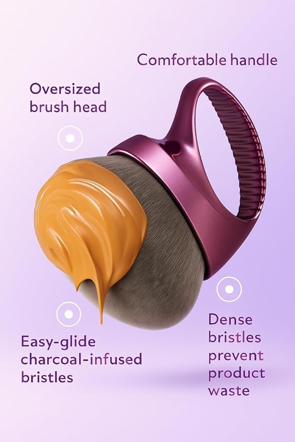Beauty Blend Blur Body Self Tanning Brush | Large Kabuki Brush for Makeup, Foundation, Body Glow, Bronzer & Leg Makeup Vegan(purple)