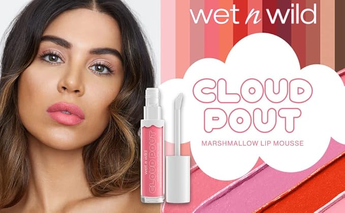 wet n wild Liquid Lipstick Cloud Pout Marshmallow, Light Pink Pour Some Suga On Me | Matte Lip Cream Mousse | Argan Oil | Vitamin E