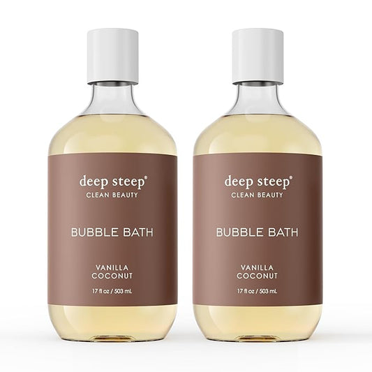 Deep Steep Bubble Bath, Vanilla Coconut 17 oz (Pack of 2) – Hypoallergenic, Clinically Tested Soothing Soak with Shea Butter & Argan Oil – Sulfate-Free