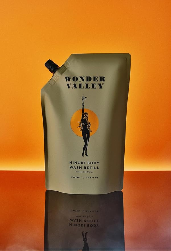 WONDER VALLEY - Hinoki Body Wash Refill | Vegan, Cruelty-Free, All Skin Types | Hydrates, Cleanses, and Microbiome-Friendly (33.8 oz | 1 L)