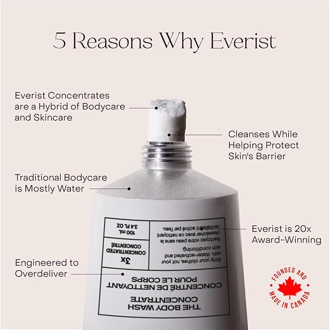 Everist Body Wash Concentrate – Waterless Hydrating Cream Cleanser with Aloe Vera & Glycerin – Skin-Soothing, Plant-Based, Vegan – 3.4 fl oz