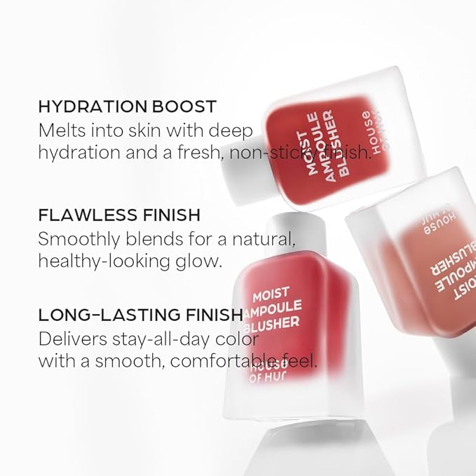 House of Hur Moist Ampoule Blusher with 50% Moisture Essence | Hydrating & Long-Lasting Blush | 0.68fl.oz (9 Shades) (Grape Heat)