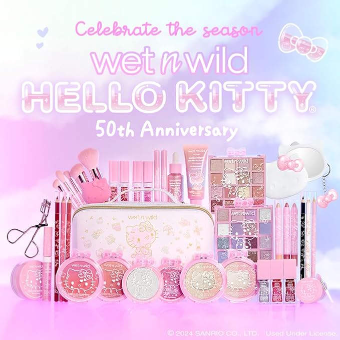 wet n wild Hello Kitty Shimmer Liquid Eyeliner, Richly Pigmented Iridescent Pearl Particles, Smooth & Easy Brush Application, Cruelty-Free & Vegan - Kawaii