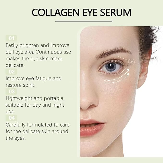 Vegan Collagen Eye Serum - Triple Hyaluronic Acid & Peptide Collagen Serum Improve Skin Elasticity, Reduce Fine Lines & Dark Circles-Skin Care Eye Cream - 0.5fl. oz/15ML
