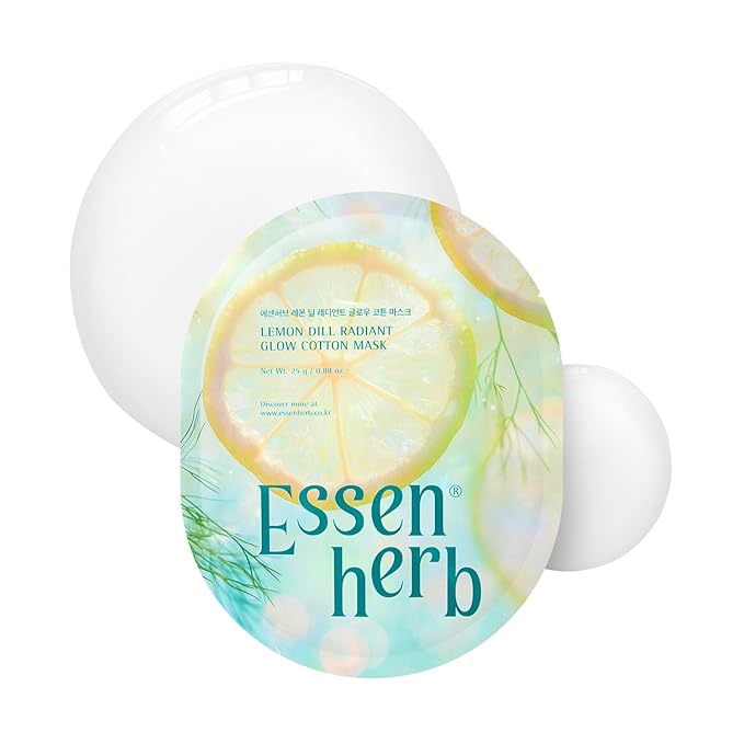 Tea Tree Relief Cotton Mask, Soothing & Hydrating, Vegan, Korean Skin Care Face Mask 23g*5sheets (Lemon Dill)