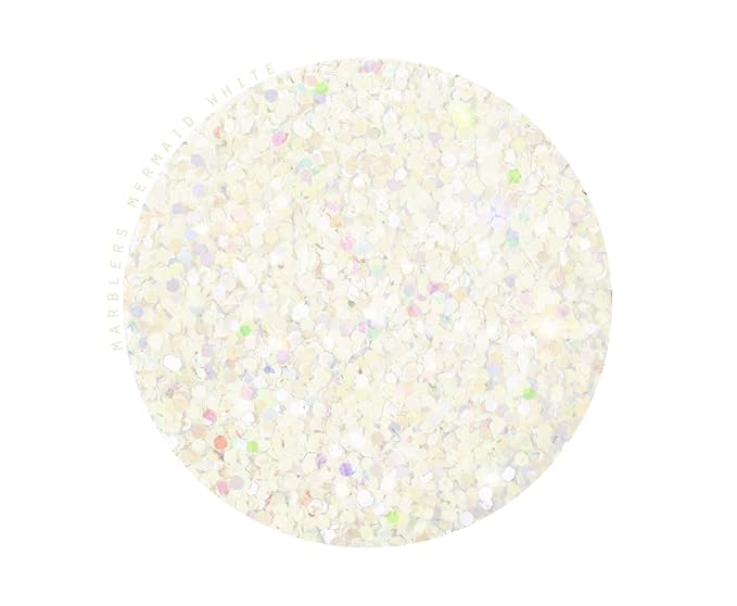 MARBLERS Mermaid Shaped Face & Body Glitter [White] 0.18oz (5g) | Chunky | Chopped | Flake | Non-Toxic | Vegan | Cruelty-Free | Festival, Rave & Party Makeup | Eye, Hair, Nail Polish, Eyeshadow