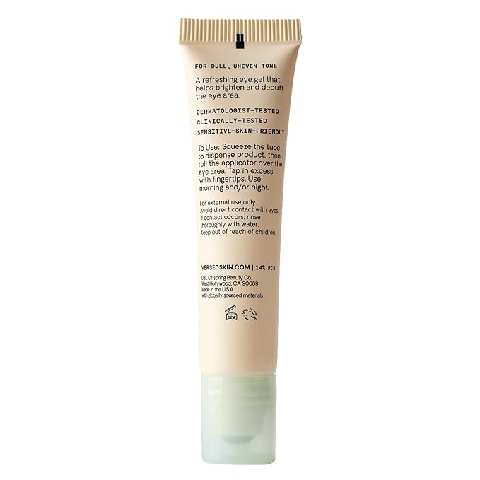Versed Weekend Glow Eye Gel - Caffeine Under Eye Cream for Dark Circles - Vitamin C Treatment for Dark Spots, Wrinkles & Bags for Under Eyes - (.5 oz)