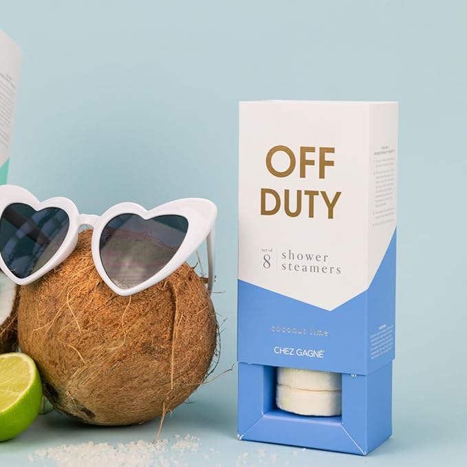 Aromatherapy Shower Steamers - Off Duty - Coconut Lime, Set of 8 - Vegan, Cruelty-Free, Made in USA - Paraben, Sulfate & Phthalate-Free - Relaxation Self Care Gift