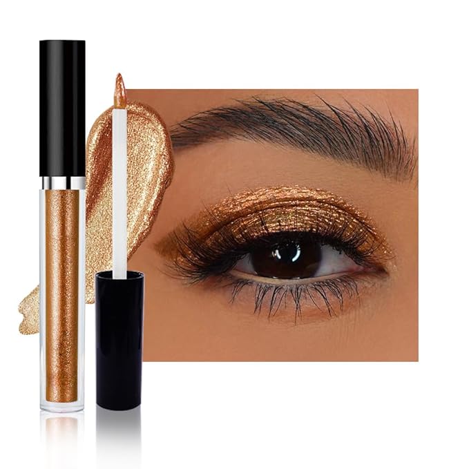 SUAKE Liquid Sparkling Glitter Eyeshadow Stick Pack - High Pigment Shimmer Metallic Eye Shadow, Long-Lasting, White Blue Black Gold Purple Bold Colors,Quicking-Dry (5#-Orange, Pack of 1)