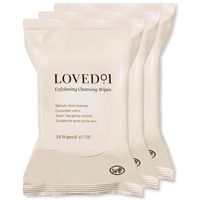 Loved01 Face & Body Salicylic Acid Cleansing Wipes, John Legend Skincare, Oil & Fragrance-Free, No Rinse, Green Tea Extract, Blemish Prone Skin, On-the-Go, Vegan & Cruelty-Free, 3-Pack, 72 Wipes