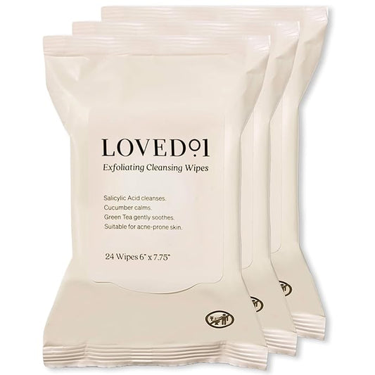 Loved01 Face & Body Salicylic Acid Cleansing Wipes, John Legend Skincare, Oil & Fragrance-Free, No Rinse, Green Tea Extract, Blemish Prone Skin, On-the-Go, Vegan & Cruelty-Free, 3-Pack, 72 Wipes