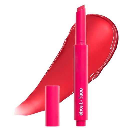 aboutface Cherry Pick Lip Color Butter – High-Shine, Hydrating Lip Balm with Pomegranate Flower Extract & Cherry Butter – Vegan, Cruelty-Free, Clean Beauty – 0.06 oz (Watermelon Take –Flamingo Pink)